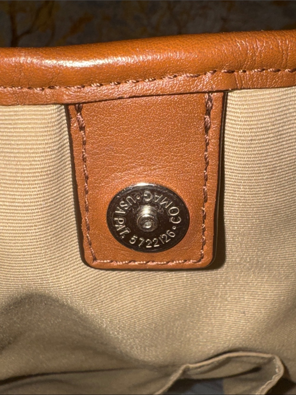 Cream and Brown Coach Pebble Leather Tote Bag - Classic Women's Handbag - Picture 6 of 15